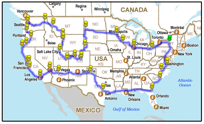 Cross Country Map Planner Drivelapse Usa – 2 Months, 12,225 Miles Across The Us And Back –  Briandefrees.com